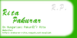 rita pakurar business card